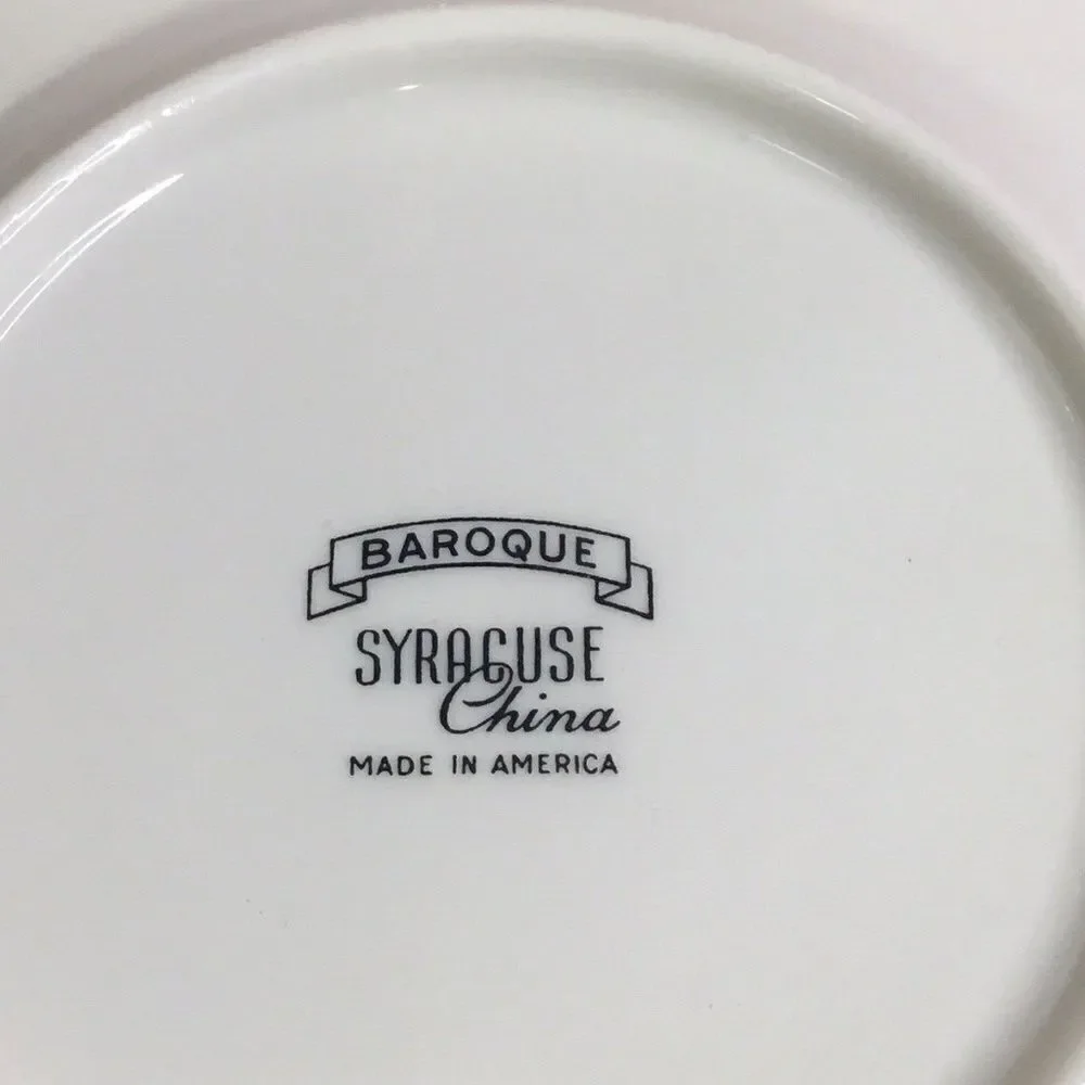 Vintage Syracuse Baroque White Tea Cup & Saucer Set‎ Hand-Crafted USA